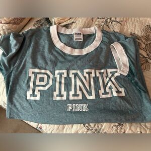 Aqua VS PINK classic tee, oversized fit, SMALL